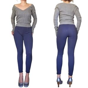 The Row Ponte Twill Skinny High Rise Pants Leggings Navy Blue Trousers XS